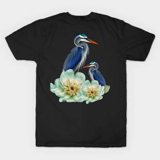 The Elegant Crane with Flowers T-Shirt